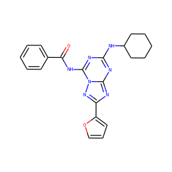 O=C(Nc1nc(NC2CCCCC2)nc2nc(-c3ccco3)nn12)c1ccccc1 ZINC000653768494