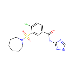 O=C(Nc1nc[nH]n1)c1ccc(Cl)c(S(=O)(=O)N2CCCCCC2)c1 ZINC000008685844