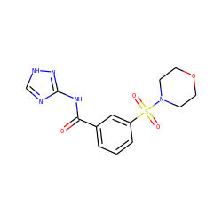 O=C(Nc1nc[nH]n1)c1cccc(S(=O)(=O)N2CCOCC2)c1 ZINC000013865352