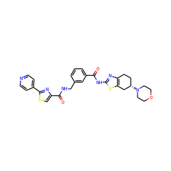 O=C(Nc1nc2c(s1)C[C@@H](N1CCOCC1)CC2)c1cccc(CNC(=O)c2csc(-c3ccncc3)n2)c1 ZINC000167968914