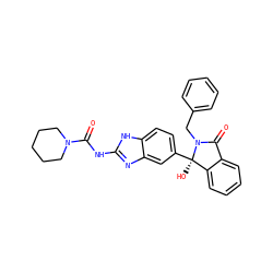 O=C(Nc1nc2cc([C@]3(O)c4ccccc4C(=O)N3Cc3ccccc3)ccc2[nH]1)N1CCCCC1 ZINC000116252187