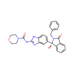 O=C(Nc1nc2cc([C@]3(O)c4ccccc4C(=O)N3Cc3ccccc3)ccc2[nH]1)N1CCOCC1 ZINC000116257448