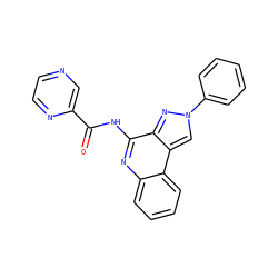O=C(Nc1nc2ccccc2c2cn(-c3ccccc3)nc12)c1cnccn1 ZINC000040874464
