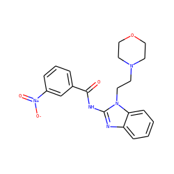 O=C(Nc1nc2ccccc2n1CCN1CCOCC1)c1cccc([N+](=O)[O-])c1 ZINC000016052821