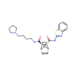 O=C(Nc1nc2ccccc2s1)[C@@H]1[C@@H]2C=C[C@H]([C@H]1C(=O)NCCCCN1CCCC1)C21CC1 ZINC000168343130