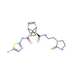 O=C(Nc1ncc(Br)s1)[C@@H]1[C@@H]2C=C[C@H]([C@H]1C(=O)NCCN1CCNC1=O)C21CC1 ZINC000168579523