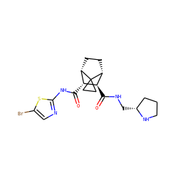 O=C(Nc1ncc(Br)s1)[C@@H]1[C@@H]2CC[C@H]([C@H]1C(=O)NC[C@@H]1CCCN1)C21CC1 ZINC000168533988
