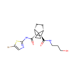 O=C(Nc1ncc(Br)s1)[C@@H]1[C@@H]2CC[C@H]([C@H]1C(=O)NCCCO)C21CC1 ZINC000168495429