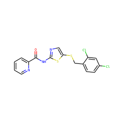O=C(Nc1ncc(SCc2ccc(Cl)cc2Cl)s1)c1ccccn1 ZINC000139924277