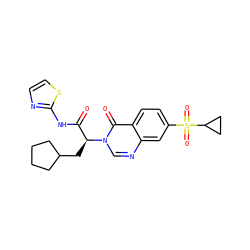 O=C(Nc1nccs1)[C@H](CC1CCCC1)n1cnc2cc(S(=O)(=O)C3CC3)ccc2c1=O ZINC000095601771