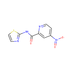 O=C(Nc1nccs1)c1cc([N+](=O)[O-])ccn1 ZINC000028345822