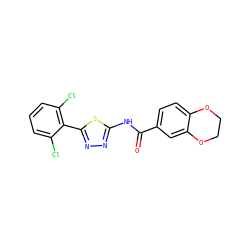 O=C(Nc1nnc(-c2c(Cl)cccc2Cl)s1)c1ccc2c(c1)OCCO2 ZINC000043023729