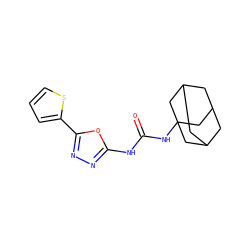 O=C(Nc1nnc(-c2cccs2)o1)NC12CC3CC(CC(C3)C1)C2 ZINC000096271170