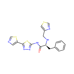 O=C(Nc1nnc(-c2cncs2)s1)[C@H](Cc1ccccc1)NCc1cscn1 ZINC000095557469