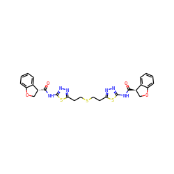 O=C(Nc1nnc(CCSCCc2nnc(NC(=O)[C@@H]3COc4ccccc43)s2)s1)[C@@H]1COc2ccccc21 ZINC000169697900