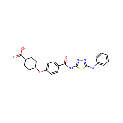O=C(Nc1nnc(Nc2ccccc2)s1)c1ccc(O[C@H]2CC[C@@H](C(=O)O)CC2)cc1 ZINC000653808088