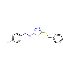 O=C(Nc1nnc(SCc2ccccc2)s1)c1ccc(Cl)cc1 ZINC000006339673