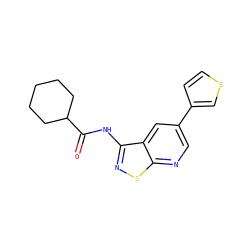 O=C(Nc1nsc2ncc(-c3ccsc3)cc12)C1CCCCC1 ZINC000299819695