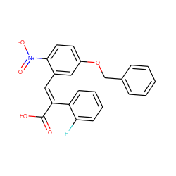 O=C(O)/C(=C/c1cc(OCc2ccccc2)ccc1[N+](=O)[O-])c1ccccc1F ZINC000013780356