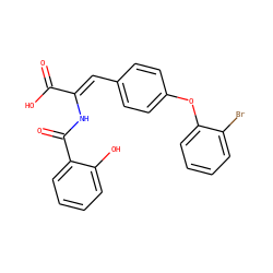 O=C(O)/C(=C/c1ccc(Oc2ccccc2Br)cc1)NC(=O)c1ccccc1O ZINC000028474542