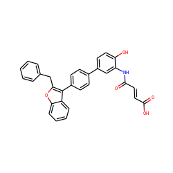 O=C(O)/C=C/C(=O)Nc1cc(-c2ccc(-c3c(Cc4ccccc4)oc4ccccc34)cc2)ccc1O ZINC000013806781