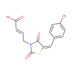 O=C(O)/C=C/CN1C(=O)S/C(=C/c2ccc(O)cc2)C1=O ZINC000103280367