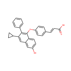 O=C(O)/C=C/c1ccc(Oc2c(-c3ccccc3)c(C3CC3)cc3cc(O)ccc23)cc1 ZINC000035969443