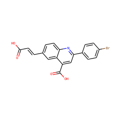 O=C(O)/C=C/c1ccc2nc(-c3ccc(Br)cc3)cc(C(=O)O)c2c1 ZINC000027628106