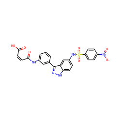 O=C(O)/C=C\C(=O)Nc1cccc(-c2n[nH]c3ccc(NS(=O)(=O)c4ccc([N+](=O)[O-])cc4)cc23)c1 ZINC001772608609
