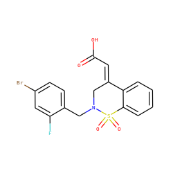 O=C(O)/C=C1\CN(Cc2ccc(Br)cc2F)S(=O)(=O)c2ccccc21 ZINC000082157040