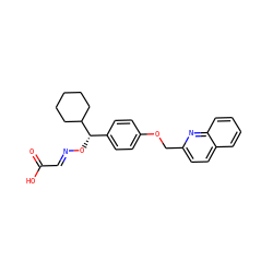 O=C(O)/C=N/O[C@@H](c1ccc(OCc2ccc3ccccc3n2)cc1)C1CCCCC1 ZINC000001543978