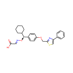 O=C(O)/C=N/O[C@H](c1ccc(OCc2nc(-c3ccccc3)cs2)cc1)C1CCCCC1 ZINC000013557825