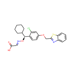 O=C(O)/C=N/O[C@H](c1ccc(OCc2nc3ccccc3s2)cc1Cl)C1CCCCC1 ZINC000013557837