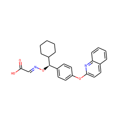 O=C(O)/C=N/O[C@H](c1ccc(Oc2ccc3ccccc3n2)cc1)C1CCCCC1 ZINC000013557871