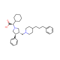 O=C(O)[C@@H](C1CCCCC1)N1C[C@H](CN2CCC(CCCc3ccccc3)CC2)[C@@H](c2ccccc2)C1 ZINC000013819429