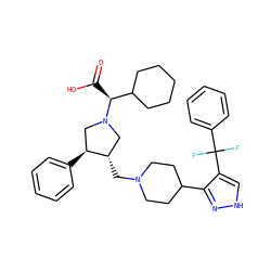 O=C(O)[C@@H](C1CCCCC1)N1C[C@H](CN2CCC(c3n[nH]cc3C(F)(F)c3ccccc3)CC2)[C@@H](c2ccccc2)C1 ZINC000028007040