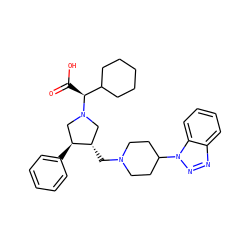 O=C(O)[C@@H](C1CCCCC1)N1C[C@H](CN2CCC(n3nnc4ccccc43)CC2)[C@@H](c2ccccc2)C1 ZINC000028524459