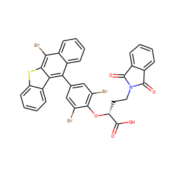 O=C(O)[C@@H](CCN1C(=O)c2ccccc2C1=O)Oc1c(Br)cc(-c2c3ccccc3c(Br)c3sc4ccccc4c23)cc1Br ZINC000095610979