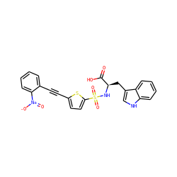 O=C(O)[C@@H](Cc1c[nH]c2ccccc12)NS(=O)(=O)c1ccc(C#Cc2ccccc2[N+](=O)[O-])s1 ZINC000013778435