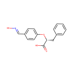 O=C(O)[C@@H](Cc1ccccc1)Oc1ccc(/C=N/O)cc1 ZINC000299862536