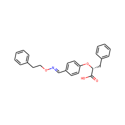 O=C(O)[C@@H](Cc1ccccc1)Oc1ccc(/C=N/OCCc2ccccc2)cc1 ZINC000299844681