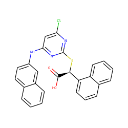 O=C(O)[C@@H](Sc1nc(Cl)cc(Nc2ccc3ccccc3c2)n1)c1cccc2ccccc12 ZINC000049087690