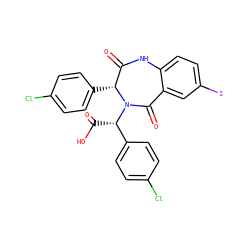 O=C(O)[C@@H](c1ccc(Cl)cc1)N1C(=O)c2cc(I)ccc2NC(=O)[C@H]1c1ccc(Cl)cc1 ZINC000016051341