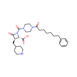 O=C(O)[C@@H]1[C@@H](CC2CCNCC2)C(=O)N1C(=O)N1CCN(C(=O)CCCCCCc2ccccc2)CC1 ZINC000026379621