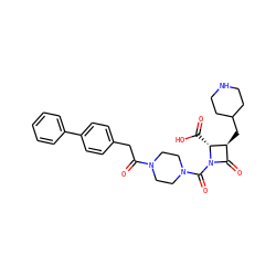 O=C(O)[C@@H]1[C@@H](CC2CCNCC2)C(=O)N1C(=O)N1CCN(C(=O)Cc2ccc(-c3ccccc3)cc2)CC1 ZINC000026291495