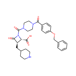 O=C(O)[C@@H]1[C@@H](CC2CCNCC2)C(=O)N1C(=O)N1CCN(C(=O)c2ccc(OCc3ccccc3)cc2)CC1 ZINC000026291465