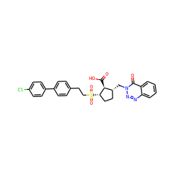 O=C(O)[C@@H]1[C@@H](S(=O)(=O)CCc2ccc(-c3ccc(Cl)cc3)cc2)CC[C@H]1Cn1nnc2ccccc2c1=O ZINC000027214961