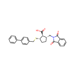 O=C(O)[C@@H]1[C@@H](SCc2ccc(-c3ccccc3)cc2)CC[C@H]1CN1C(=O)c2ccccc2C1=O ZINC000013525867