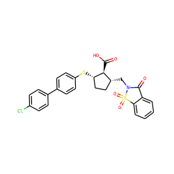 O=C(O)[C@@H]1[C@@H](Sc2ccc(-c3ccc(Cl)cc3)cc2)CC[C@H]1CN1C(=O)c2ccccc2S1(=O)=O ZINC000027303027