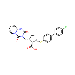 O=C(O)[C@@H]1[C@@H](Sc2ccc(-c3ccc(Cl)cc3)cc2)CC[C@H]1Cn1c(=O)nc2ccccn2c1=O ZINC000013525908